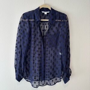 Diane Von Furstenberg Navy Star Blouse